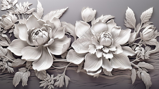 牡丹花雕刻工艺背景图片