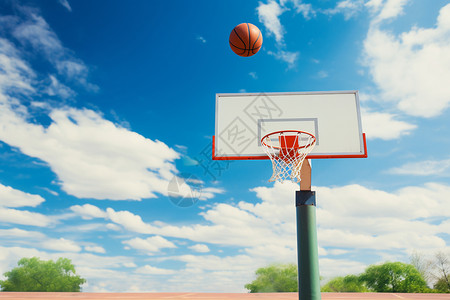 夏季户外的篮球框高清图片