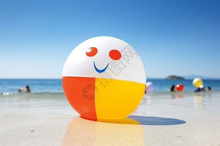 狂欢季夏季促销夏日乐趣的沙滩球背景