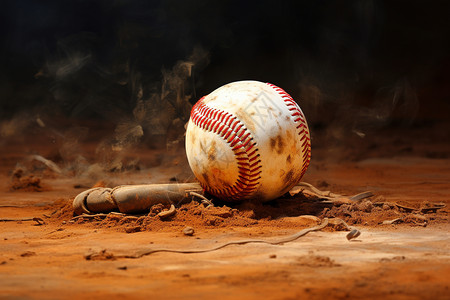 户外球场上的棒球背景图片