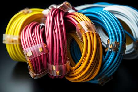 彩色电缆交织的网络结构图片