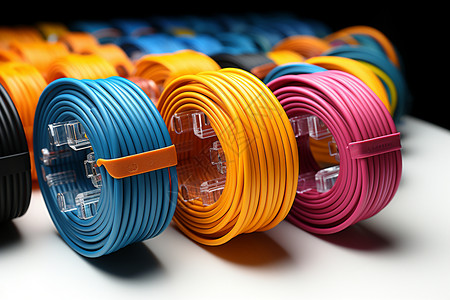 彩色金属素材彩色电缆网络背景