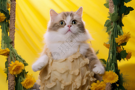穿裙子的宠物猫咪图片