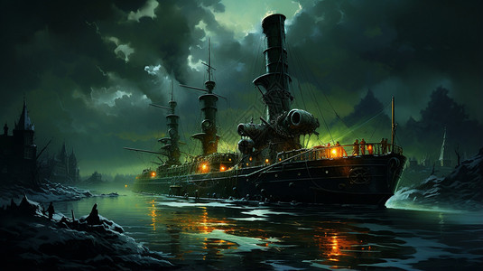 暗黑的海盗船背景图片