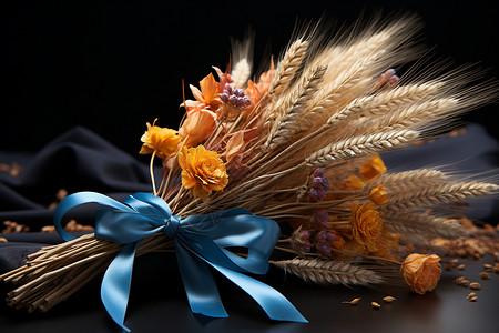 独特装饰的麦穗花束图片