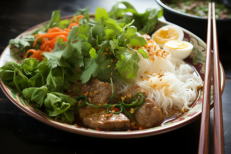 越南牛肉米粉美食背景图片