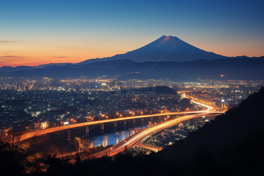 夜色下的富士山图片