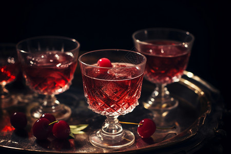 粉色饮品美味的水果樱桃酒背景