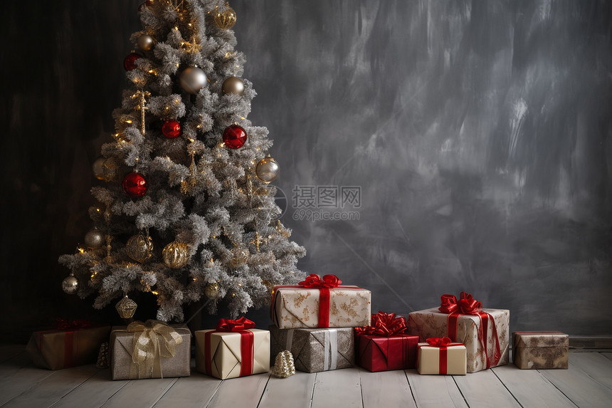 优雅的圣诞树装饰图片