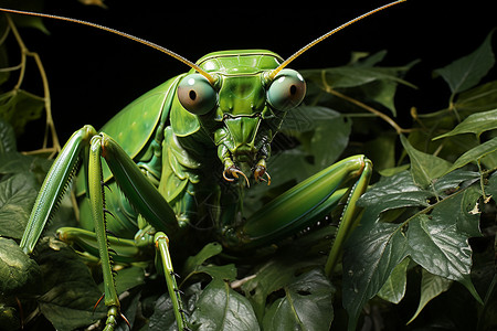 翠绿的螳螂图片
