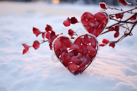 被箭射中的爱心冬日的浪漫背景背景