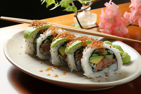 美味的食物寿司背景图片