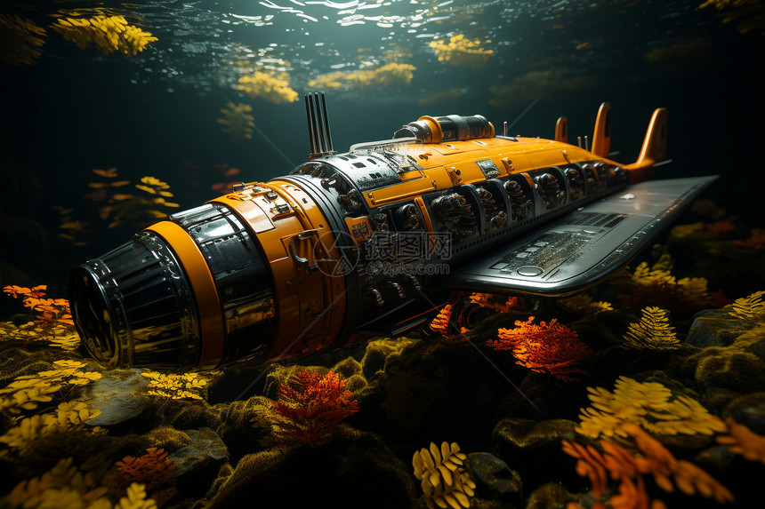 潜水艇在水下航行图片