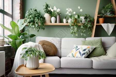 客厅内的家具和绿植图片
