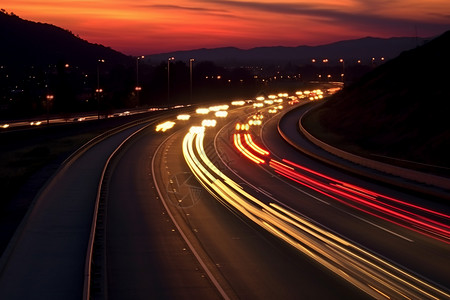 夜幕下的道路背景图片