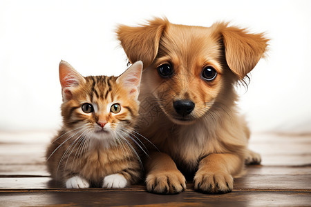 小狗和小猫背景图片