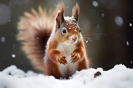 雪地里的松鼠图片