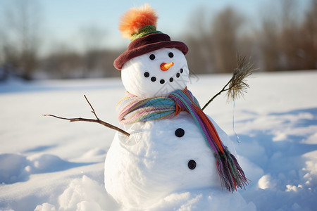 冬日户外的雪人背景图片