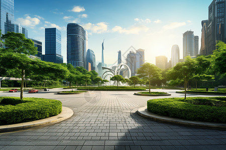 街道花园城市中的花园背景