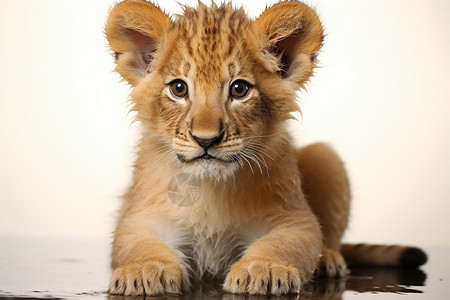 可爱小狮子小狮子宝宝沉思的眼神背景