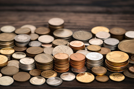 钱币上的IPO桌子上的硬币背景
