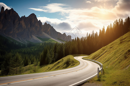 蜿蜒道路的山村高清图片