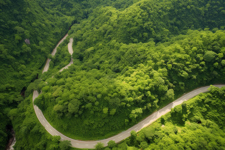 俯拍的乡村山路背景图片