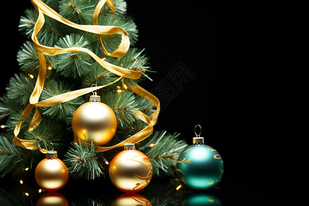 节日铃铛装饰圣诞树上的饰品背景