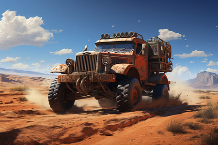 沙漠里的越野车高清图片