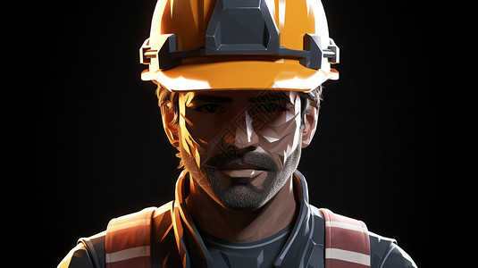 工程师男子头戴安全帽的男人插画