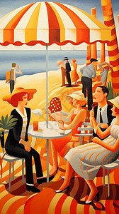 沙滩边的餐厅背景图片