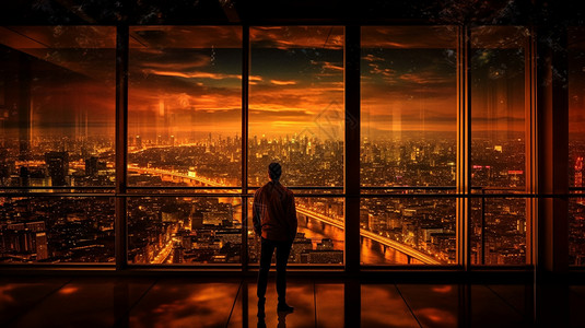 男人俯瞰城市背景图片