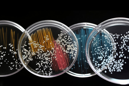 繁衍培养器皿中的细菌特写设计图片