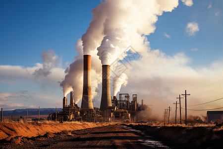 工厂排放的浓烟背景图片