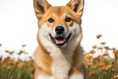 可爱微笑的柴犬背景图片