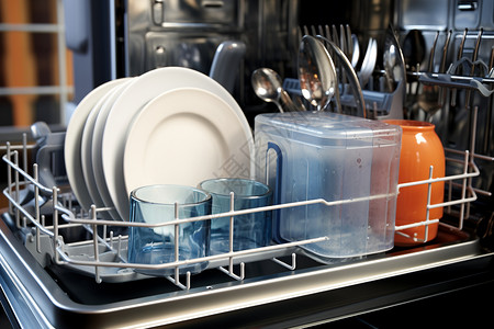 厨房碗碟餐具洗碗设备中的餐具背景