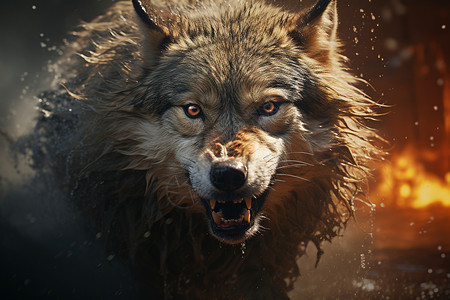 凶猛的野生狼背景图片