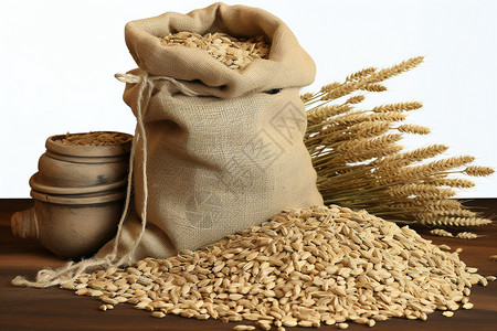 桌面上的小麦粮食图片