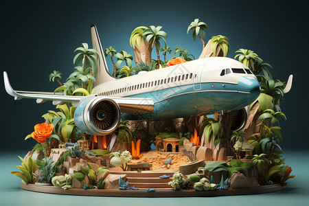 玩具小飞机创建的飞机模型插画