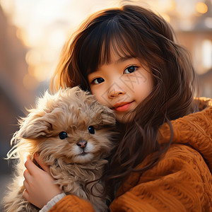 小女孩与宠物小狗图片