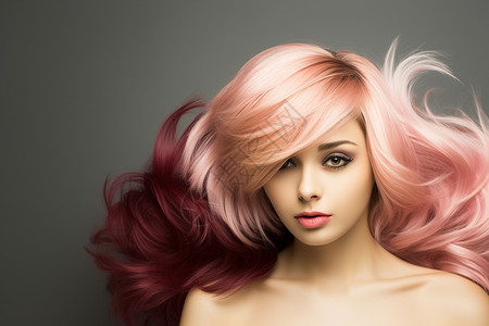 飘逸的粉色秀发背景图片