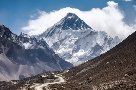 积雪皑皑的喜马拉雅山脉背景图片