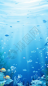蓝色的海洋鱼群图片