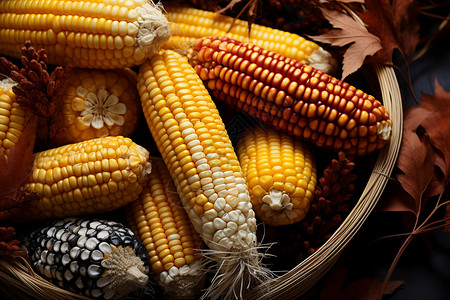 秋日丰收的玉米图片