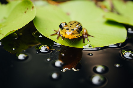 荷叶上青蛙池塘荷叶上的小青蛙背景