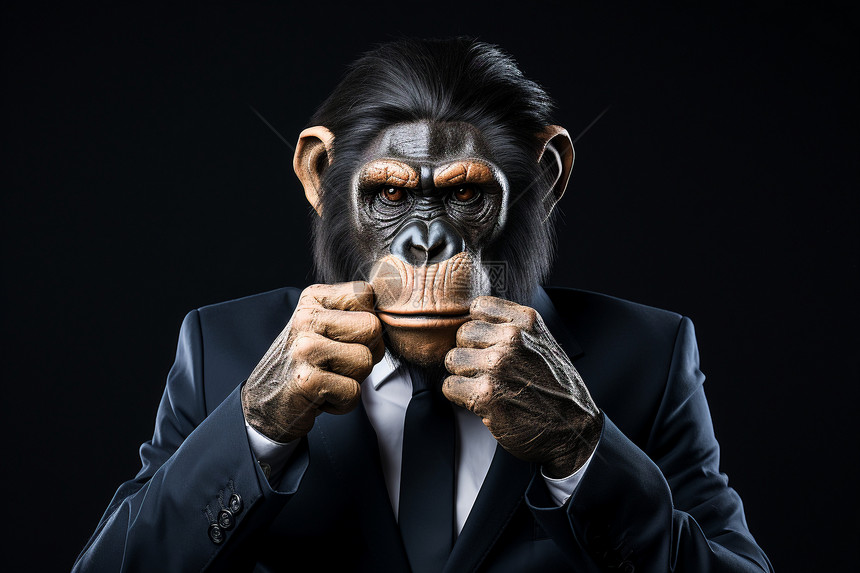 创意艺术的西装大猩猩图片