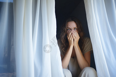 恐惧心理的外国女子背景图片