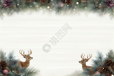 驯鹿花环创意艺术的圣诞节背景设计图片