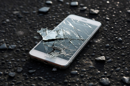 马路上摔碎的手机高清图片