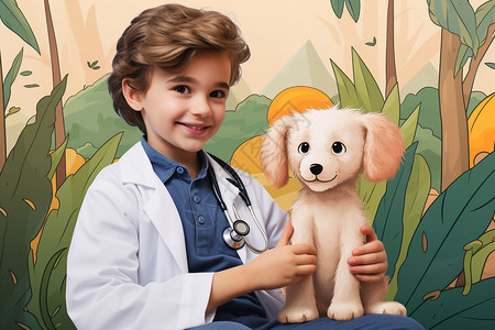 梦想医生素材梦想成为宠物医生的男孩背景